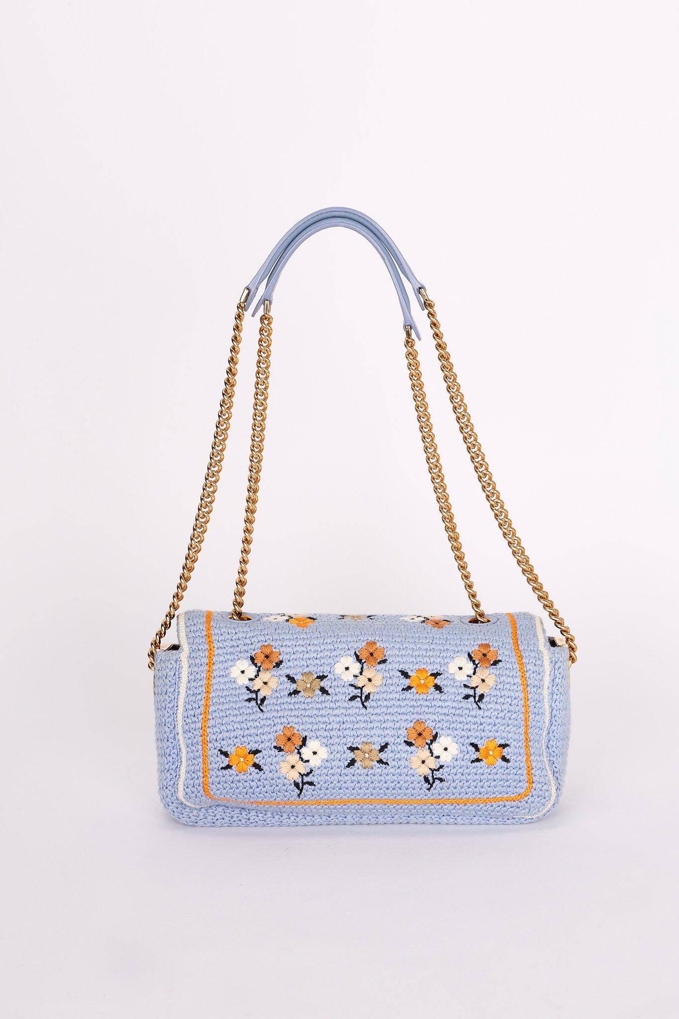Fendi Floral Knit Baguette Bag