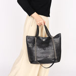 Chanel Logo Eyelets Shopping Tote Black Calfskin SHW