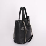 Chanel Logo Eyelets Shopping Tote Black Calfskin SHW