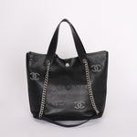 Chanel Logo Eyelets Shopping Tote Black Calfskin SHW