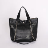 Chanel Logo Eyelets Shopping Tote Black Calfskin SHW