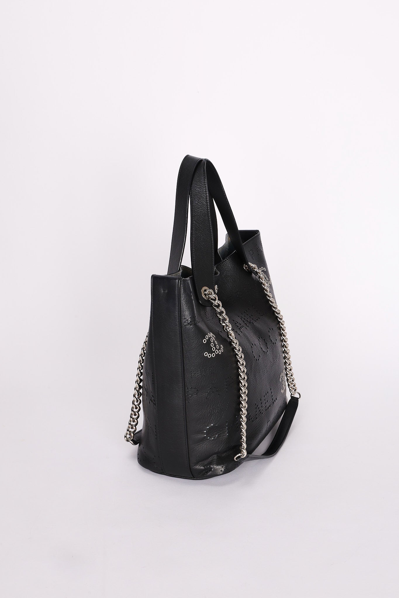 Chanel Logo Eyelets Shopping Tote Black Calfskin SHW