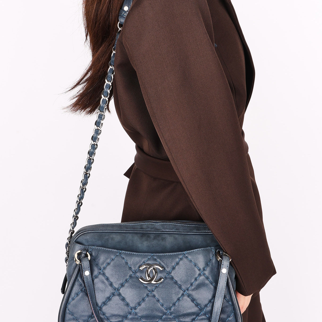Chanel Relax CC Camera Shoulder Bag Navy Iridescent Calfskin 2012 SHW