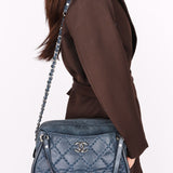 Chanel Relax CC Camera Shoulder Bag Navy Iridescent Calfskin 2012 SHW