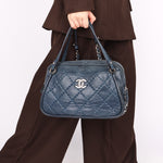 Chanel Relax CC Camera Shoulder Bag Navy Iridescent Calfskin 2012 SHW