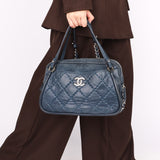 Chanel Relax CC Camera Shoulder Bag Navy Iridescent Calfskin 2012 SHW