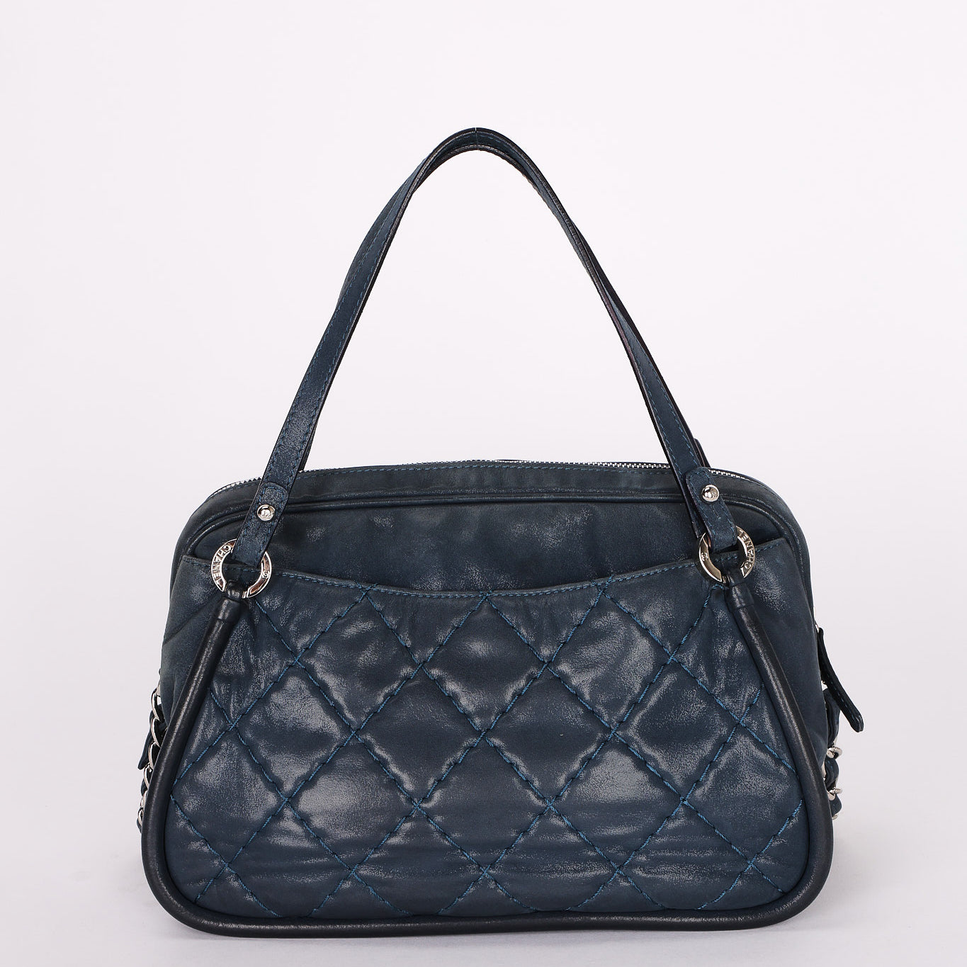 Chanel Relax CC Camera Shoulder Bag Navy Iridescent Calfskin 2012 SHW