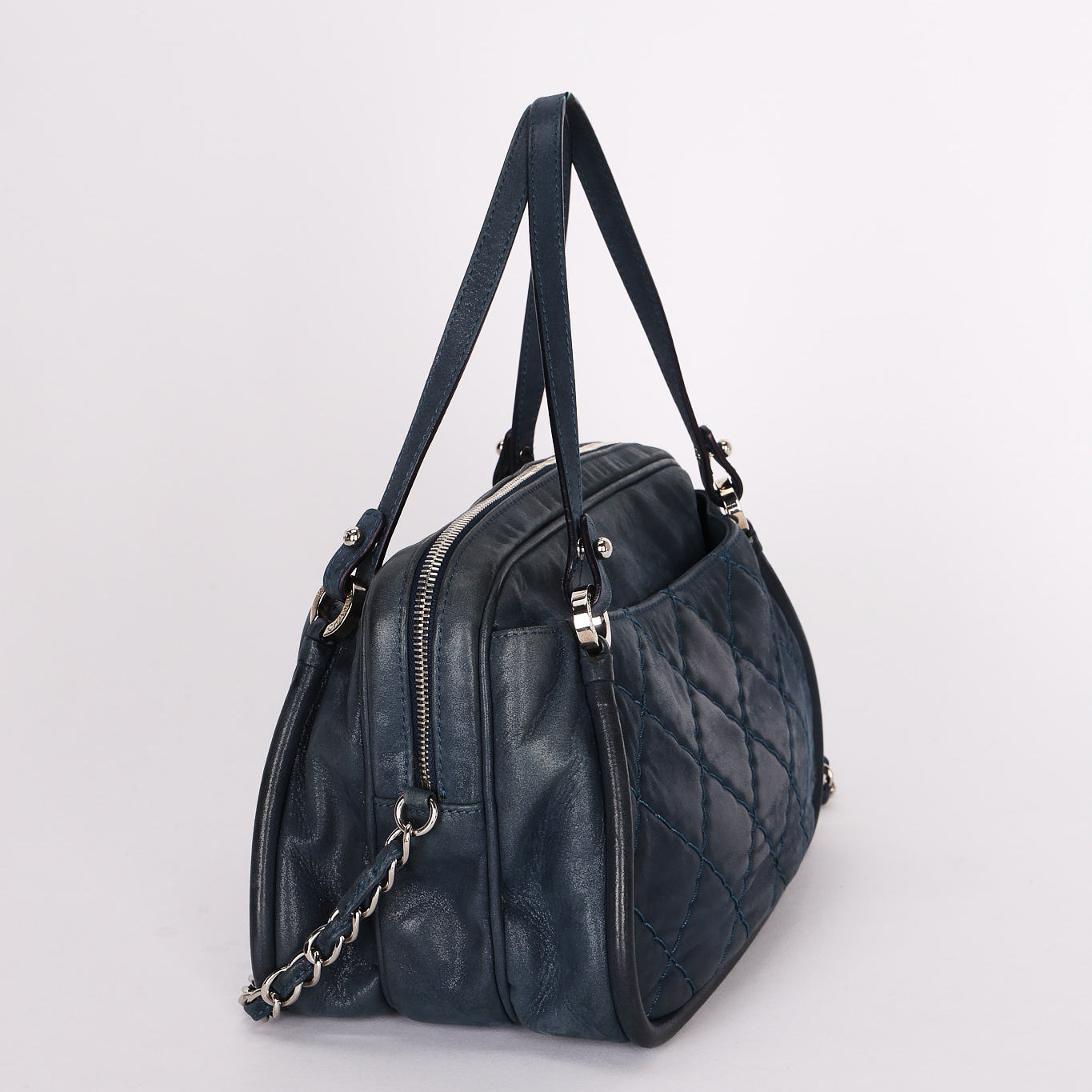 Chanel Relax CC Camera Shoulder Bag Navy Iridescent Calfskin 2012 SHW
