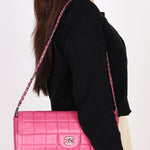 Chanel East West Chocolate Bar Flap Pink Lambskin BSHW