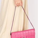 Chanel East West Chocolate Bar Flap Pink Lambskin BSHW