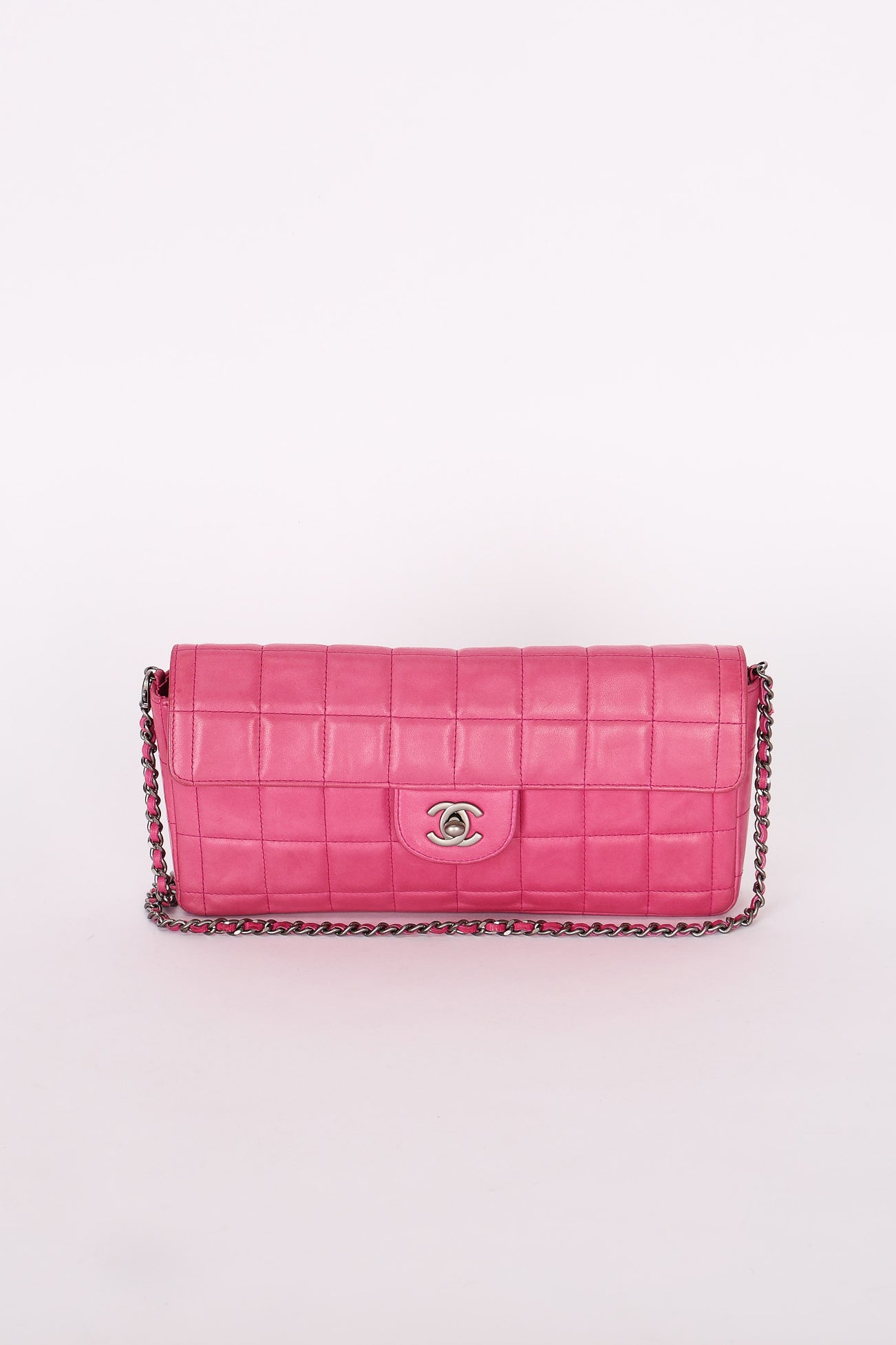 Chanel East West Chocolate Bar Flap Pink Lambskin BSHW