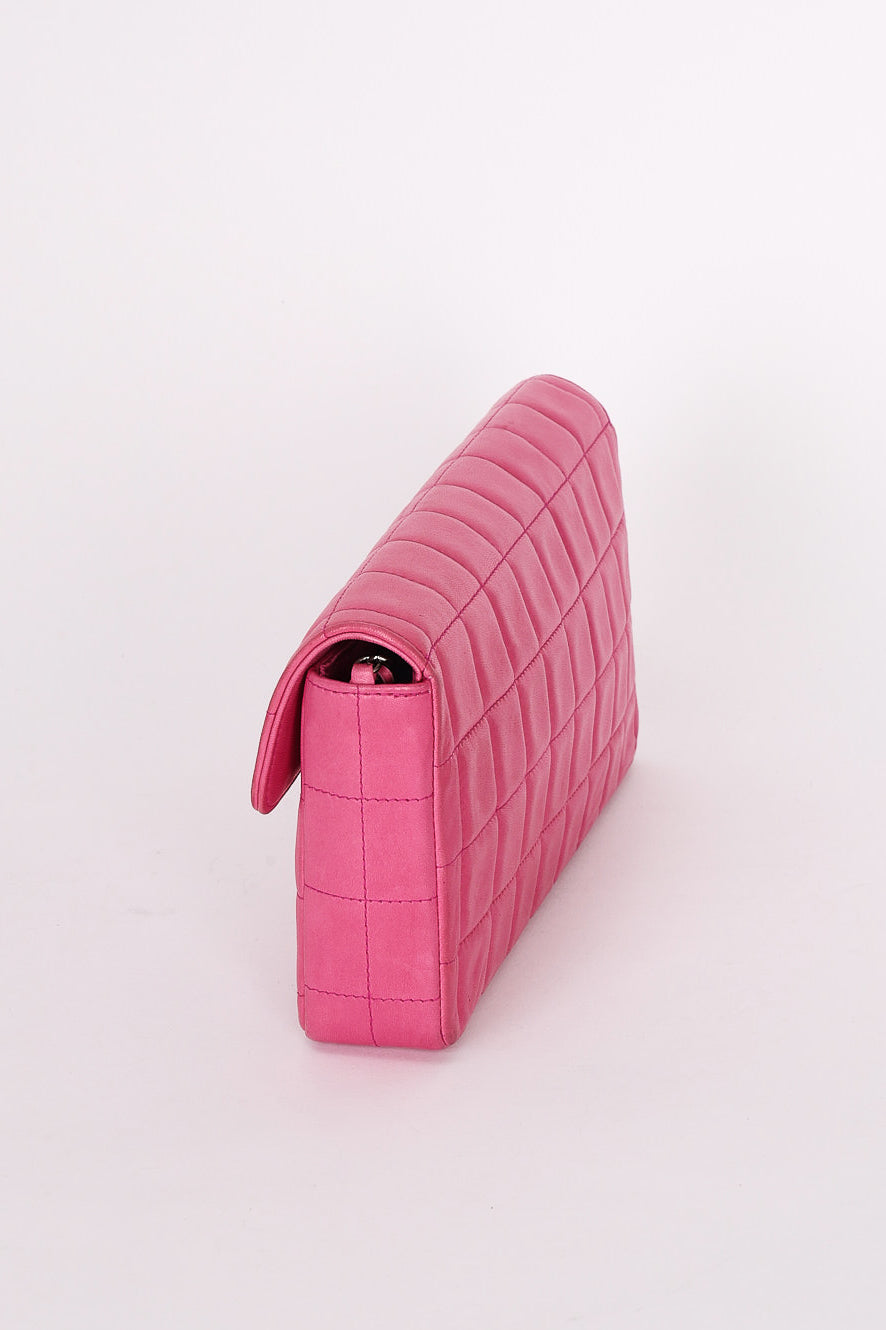 Chanel East West Chocolate Bar Flap Pink Lambskin BSHW