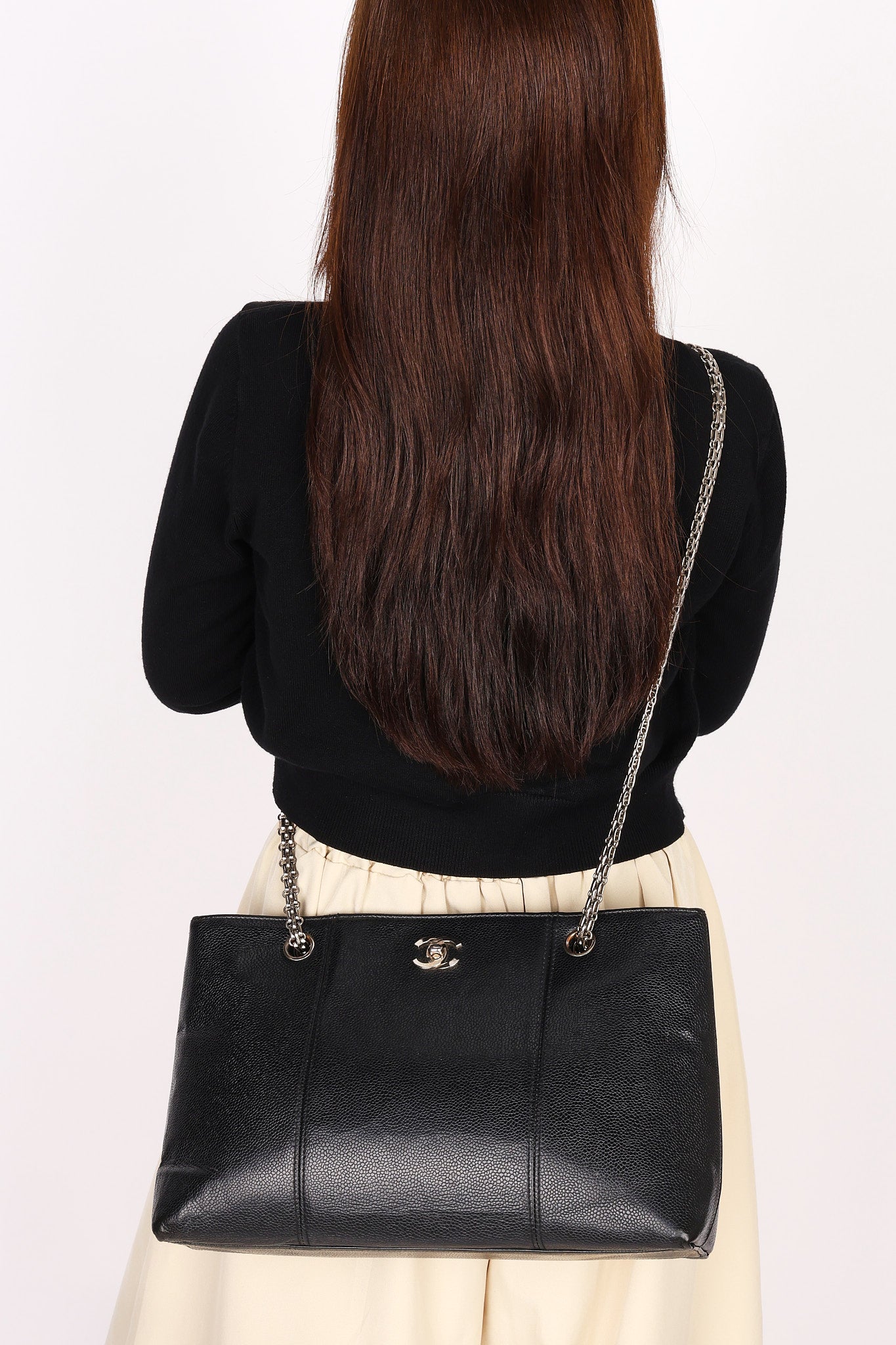 Chanel Bijoux Chain Shopping Tote Black Caviar SHW