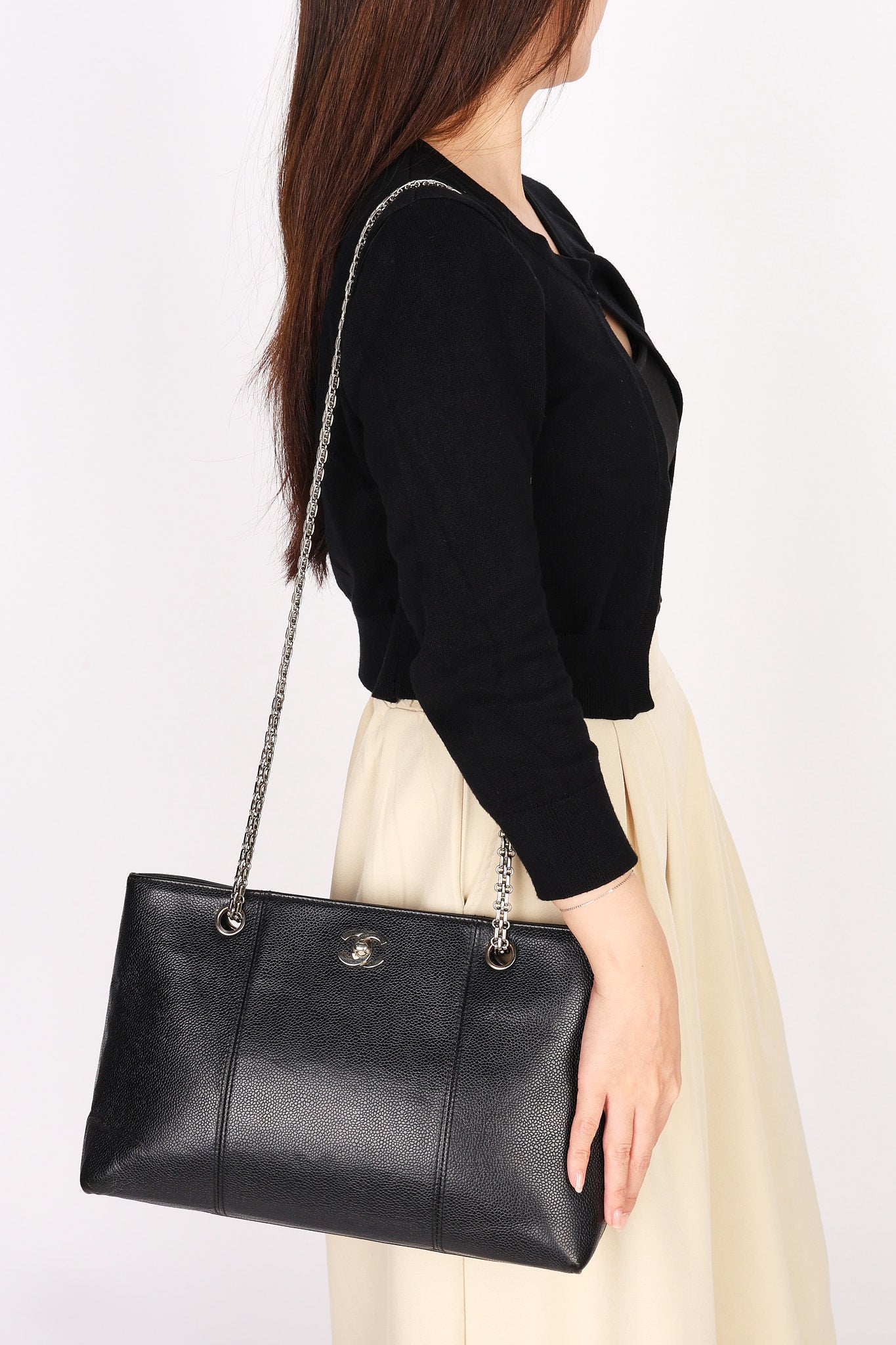 Chanel Bijoux Chain Shopping Tote Black Caviar SHW