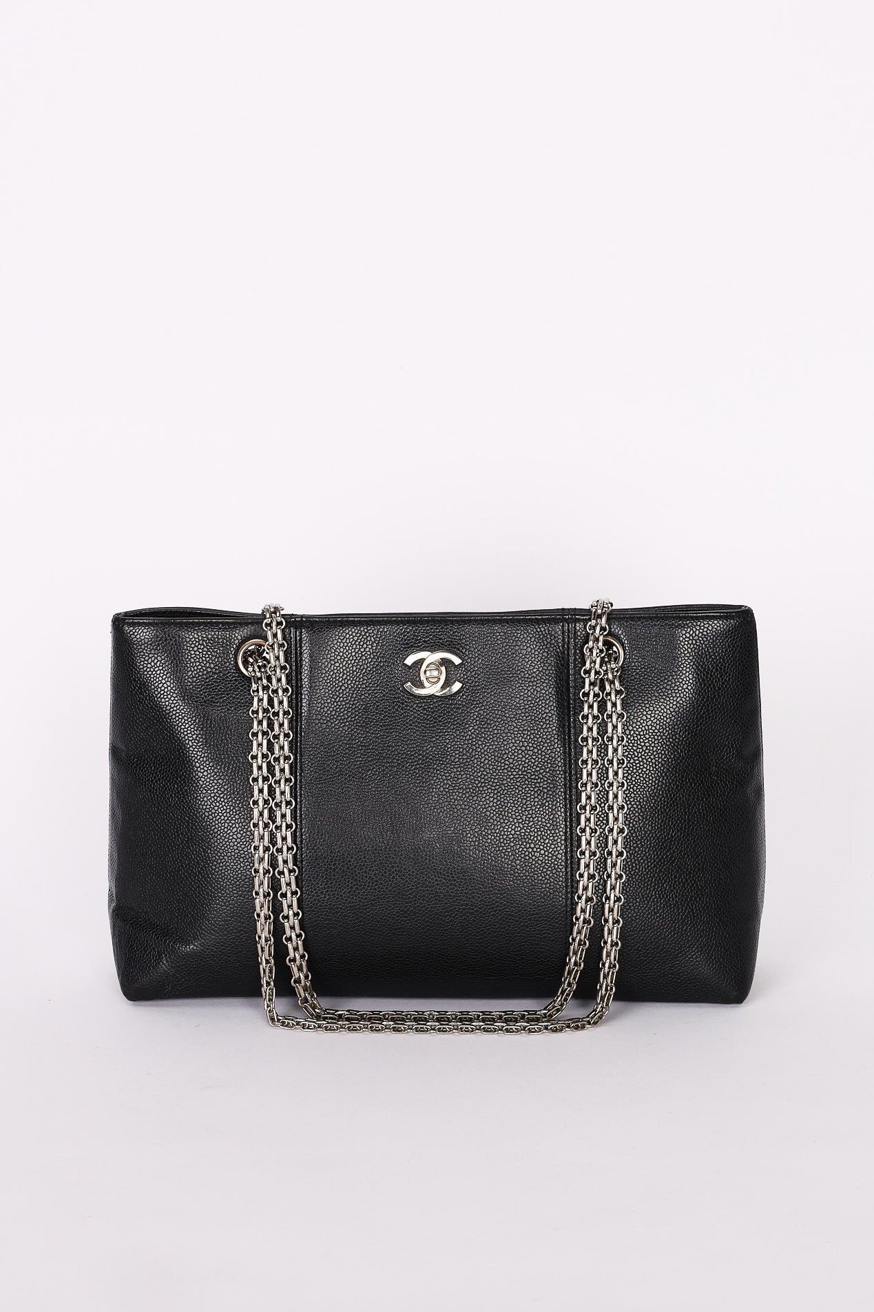 Chanel Bijoux Chain Shopping Tote Black Caviar SHW