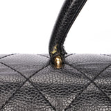 Chanel Kelly Turnlock Top Handle Bag Black Caviar 2002 24K GP