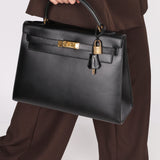 Hermès Kelly 32 Noir Box GHW