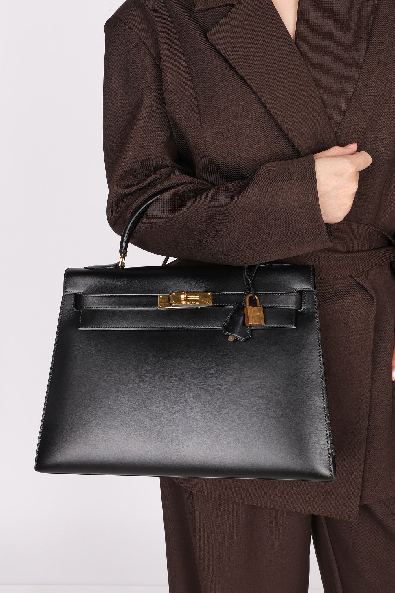 Hermès Kelly 32 Noir Box GHW