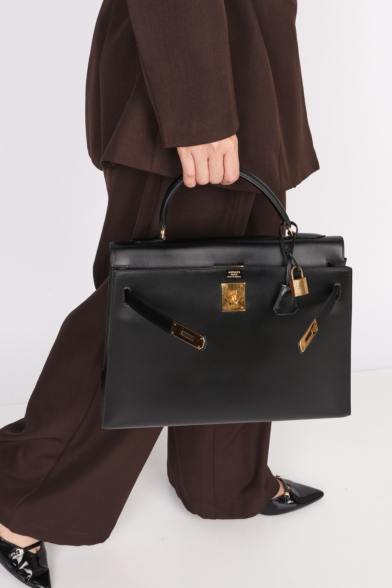 Hermès Kelly 32 Noir Box GHW