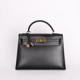 Hermès Kelly 32 Noir Box GHW