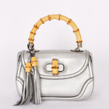 Gucci Bamboo Top Handle Bag Silver Metallic