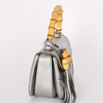 Gucci Bamboo Top Handle Bag Silver Metallic
