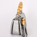 Gucci Bamboo Top Handle Bag Silver Metallic