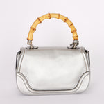 Gucci Bamboo Top Handle Bag Silver Metallic