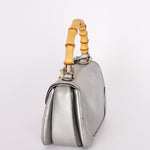 Gucci Bamboo Top Handle Bag Silver Metallic