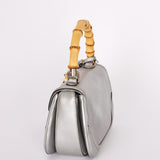 Gucci Bamboo Top Handle Bag Silver Metallic
