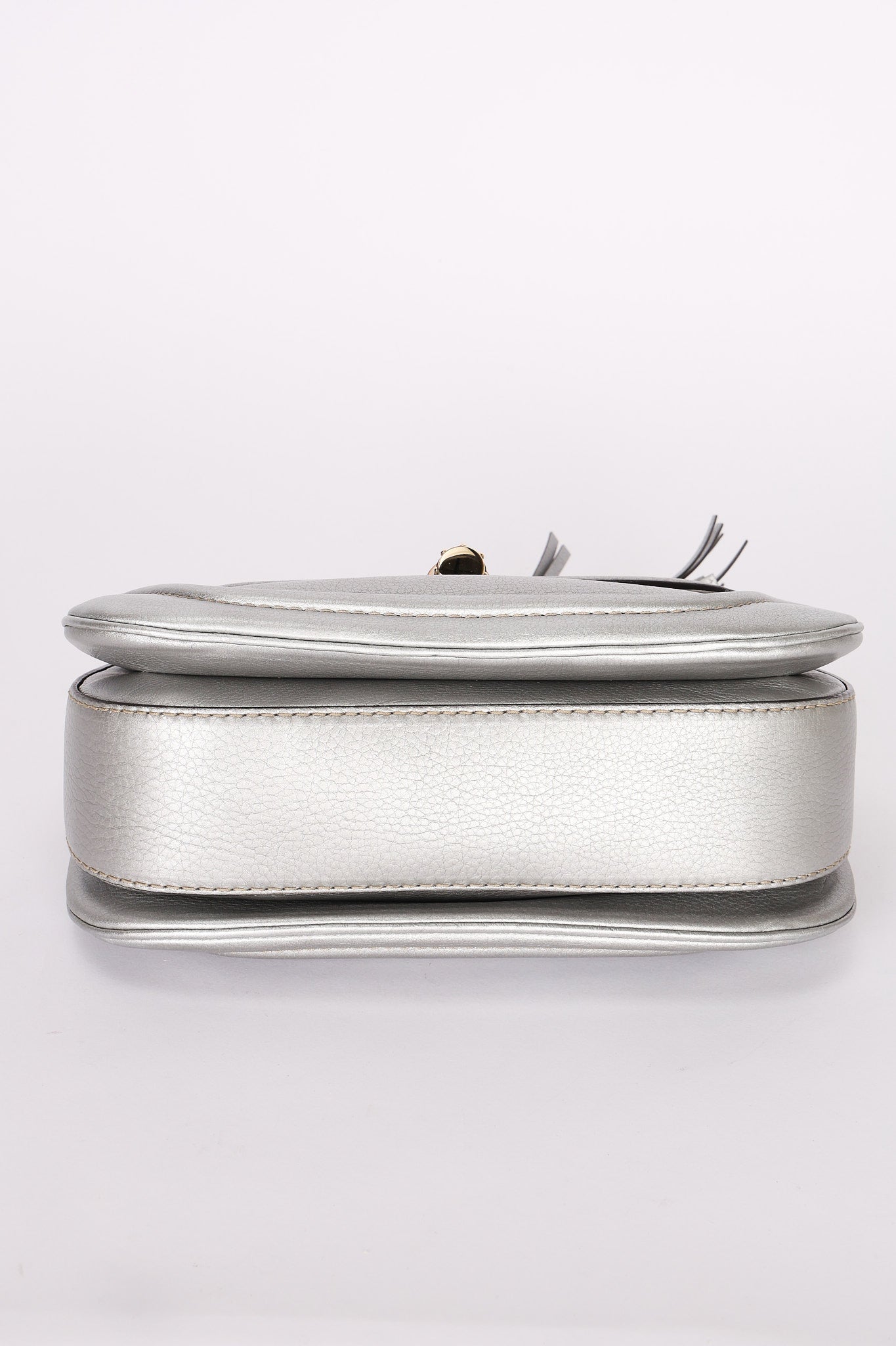 Gucci Bamboo Top Handle Bag Silver Metallic
