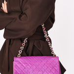Rare Chanel Valentine Heart Chain Medium Classic Single Flap Purple Lambskin 2004 SHW