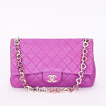 Rare Chanel Valentine Heart Chain Medium Classic Single Flap Purple Lambskin 2004 SHW