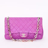 Rare Chanel Valentine Heart Chain Medium Classic Single Flap Purple Lambskin 2004 SHW