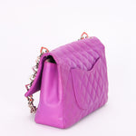 Rare Chanel Valentine Heart Chain Medium Classic Single Flap Purple Lambskin 2004 SHW