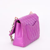 Rare Chanel Valentine Heart Chain Medium Classic Single Flap Purple Lambskin 2004 SHW