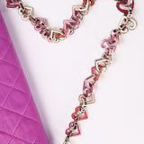 Rare Chanel Valentine Heart Chain Medium Classic Single Flap Purple Lambskin 2004 SHW