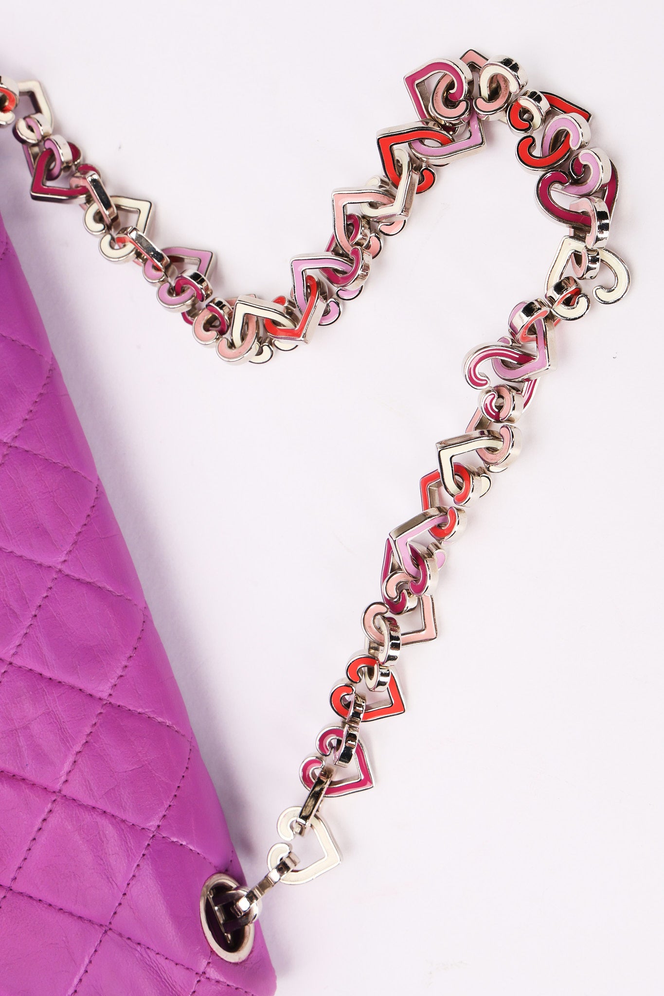 Rare Chanel Valentine Heart Chain Medium Classic Single Flap Purple Lambskin 2004 SHW