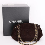 Chanel Suede Accordion Flap Brown Suede Bag AGHW