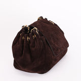 Chanel Suede Accordion Flap Brown Suede Bag AGHW