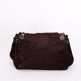 Chanel Suede Accordion Flap Brown Suede Bag AGHW