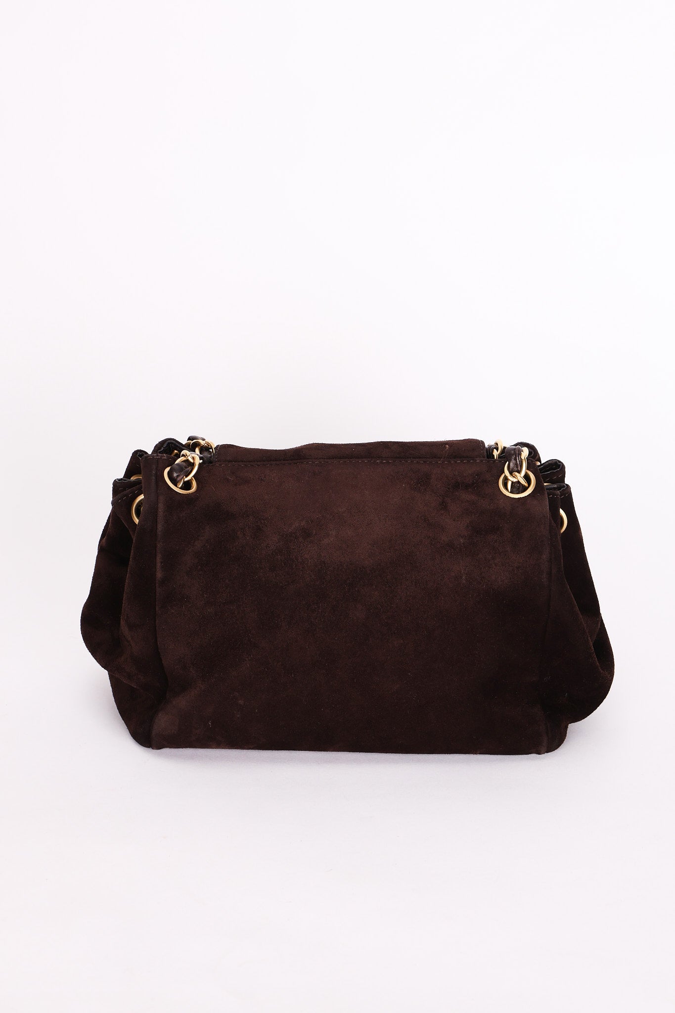Chanel Suede Accordion Flap Brown Suede Bag AGHW
