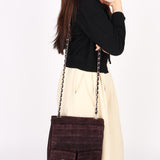 Chanel Mademoiselle Chocolate Bar Shoulder Bag Dark Purple Suede BSHW