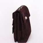 Chanel Mademoiselle Chocolate Bar Shoulder Bag Dark Purple Suede BSHW
