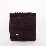 Chanel Mademoiselle Chocolate Bar Shoulder Bag Dark Purple Suede BSHW