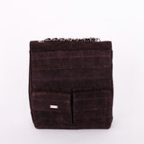 Chanel Mademoiselle Chocolate Bar Shoulder Bag Dark Purple Suede BSHW