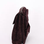 Chanel Mademoiselle Chocolate Bar Shoulder Bag Dark Purple Suede BSHW