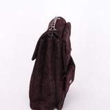 Chanel Mademoiselle Chocolate Bar Shoulder Bag Dark Purple Suede BSHW