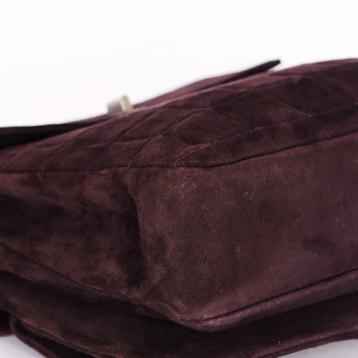 Chanel Mademoiselle Chocolate Bar Shoulder Bag Dark Purple Suede BSHW