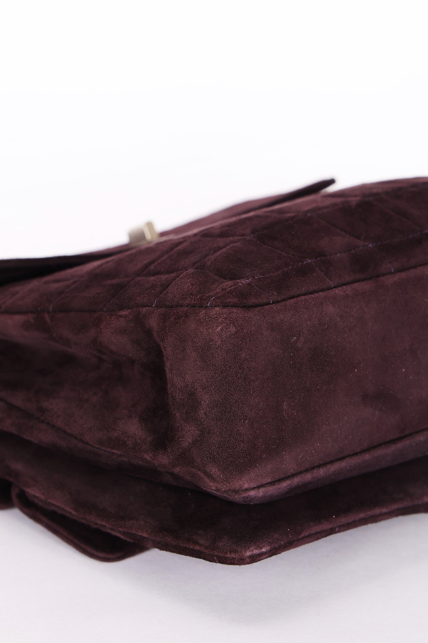 Chanel Mademoiselle Chocolate Bar Shoulder Bag Dark Purple Suede BSHW